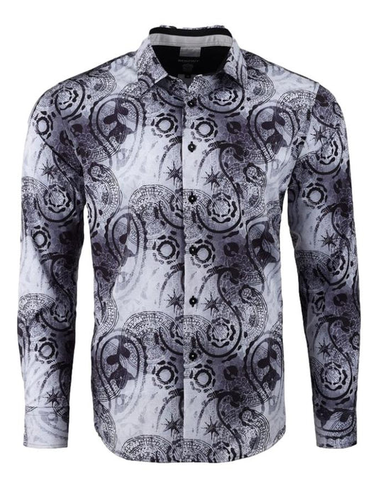 Camisa Para Hombre Marca Benziny LS5047-WHITE-BLK