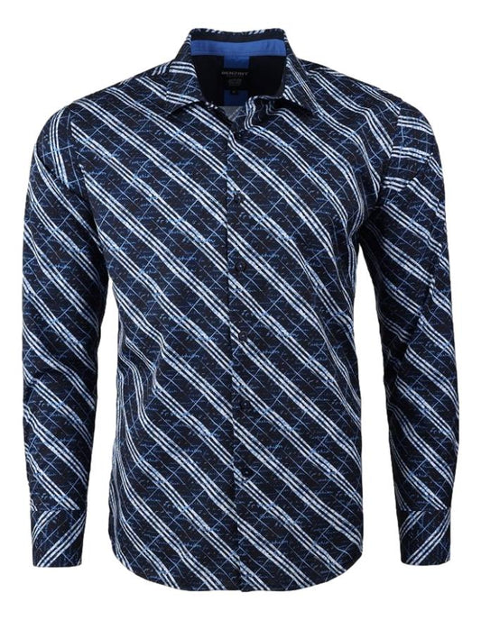 Camisa Para Hombre Marca Benziny LS5049-NAVY