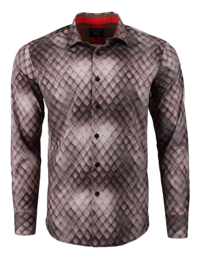 Camisa Para Hombre Marca Benziny LS5051-BROWN