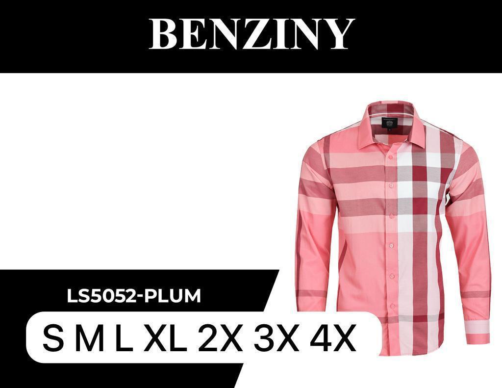 Camisa Para Hombre Marca Benziny LS5052 Plum