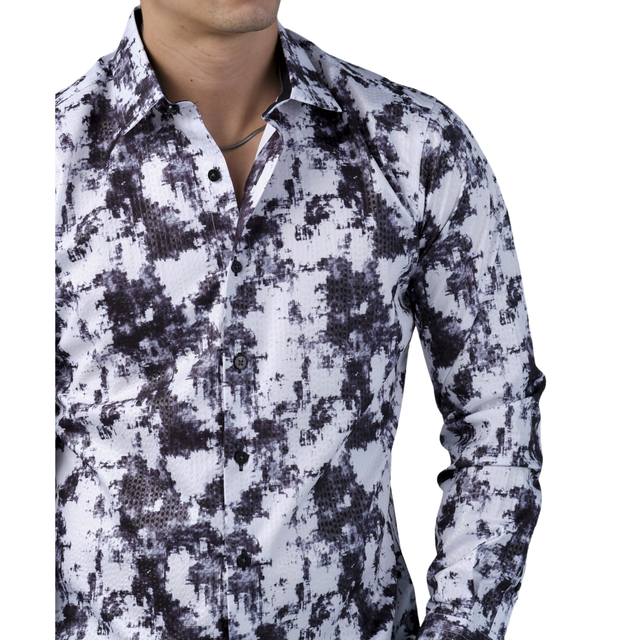 Camisa Benzini Para Caballero Blanca Ls5038-black