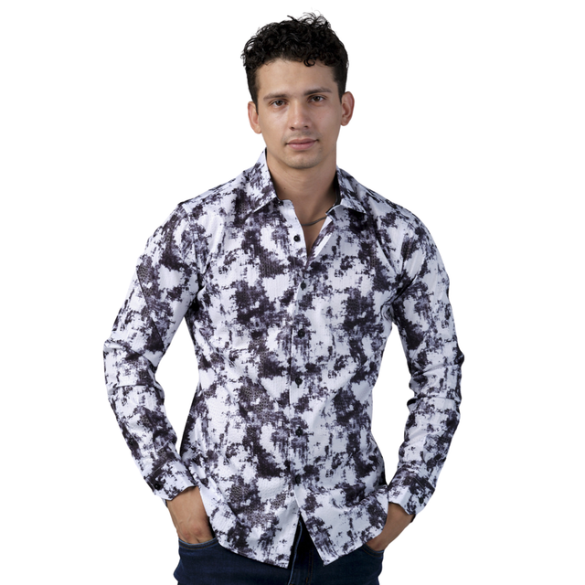 Camisa Benzini Para Caballero Blanca Ls5038-black