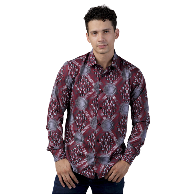 Camisa para Hombre marca BENZINY LS5044-BURGUNDY