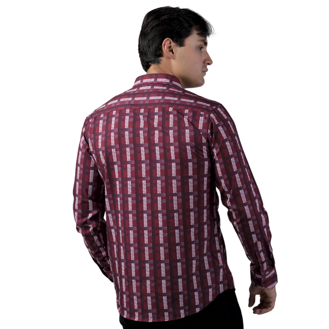 Camisa Benziny Para Caballero Vino Ls5045-wine