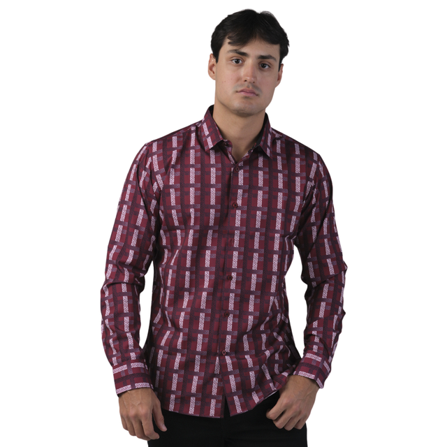 Camisa Benziny Para Caballero Vino Ls5045-wine