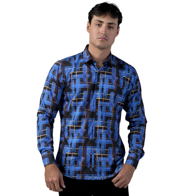 Camisa Benzini Para Caballero Azul Ls5050-royal