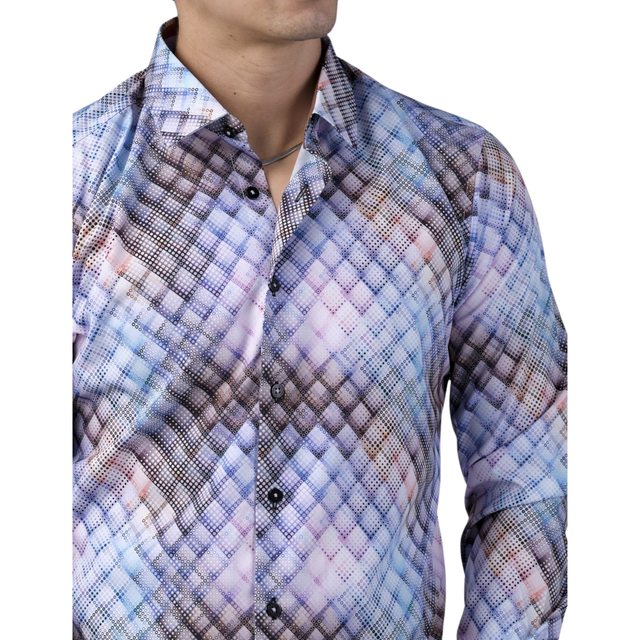 Camisa Benzini Para Caballero Multicolor Ls5051-lavander