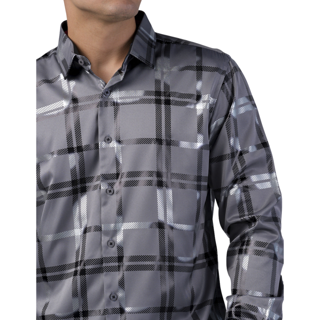 Camisa Benzini Para Caballero Gris Ls5083-grey/silver