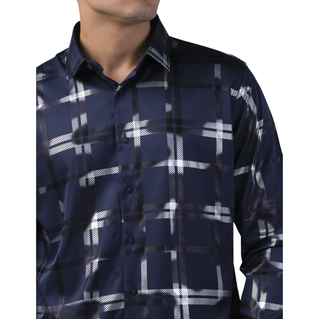 Camisa Benziny Para Caballero Azul Ls5083-navi/silver