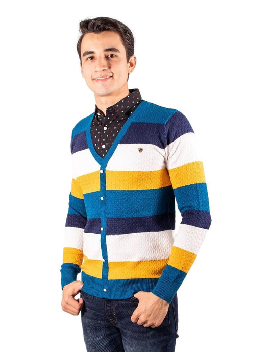 Sweter Para Hombre Con Media Camisa Marca Moderno MJ202-BLUE