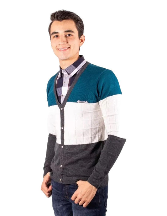 Sweter Para Hombre Con Media Camisa marca Moderno MJ28832-BLUE