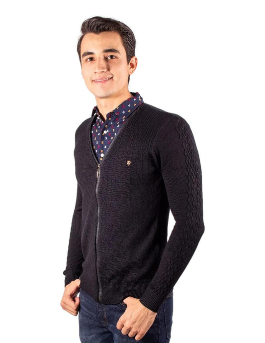 Sweter Para Hombre Con Media Camisa Marca Moderno MJ306-BLUE
