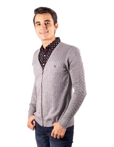 Sweter Para Hombre Con Media Camisa Marca Moderno MJ306-GREY