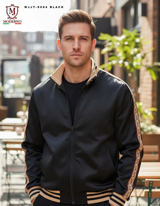 Chamarra Para Hombre Marca Moderno MJJT-6004 Black