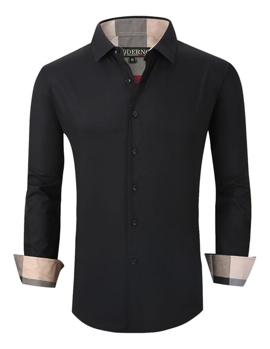 Camisa Para Hombre Marca Moderno MJLS-106-BLACK