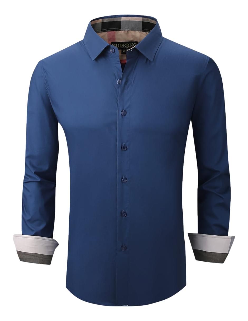 Camisa Para Hombre Marca Moderno MJLS-106-BLUE