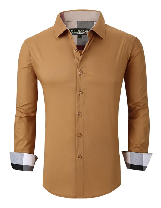 Camisa Para Hombre Marca Moderno MJLS-106-MUSTARD