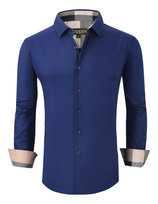 Camisa Para Hombre Marca Moderno MJLS-106-NAVY