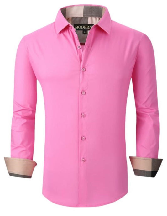 Camisa Para Hombre Marca Moderno MJLS-106-PINK