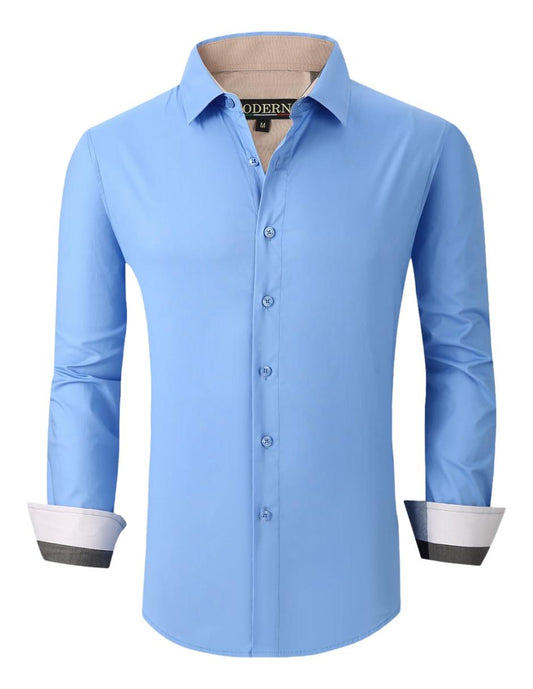 Camisa Para Hombre Marca Moderno MJLS-106-SKY BLUE