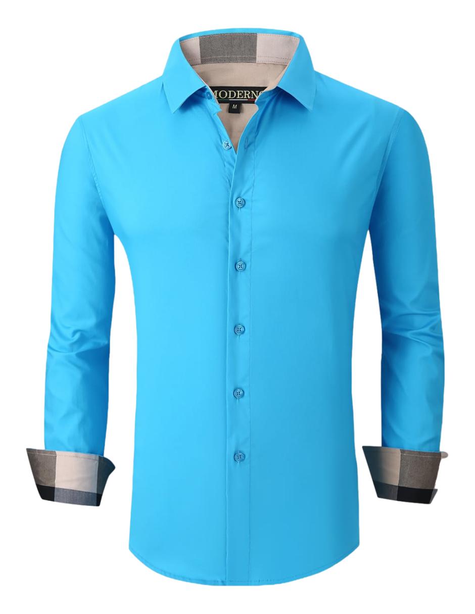 Camisa Para Hombre Marca Moderno MJLS-106-TURQUOISE