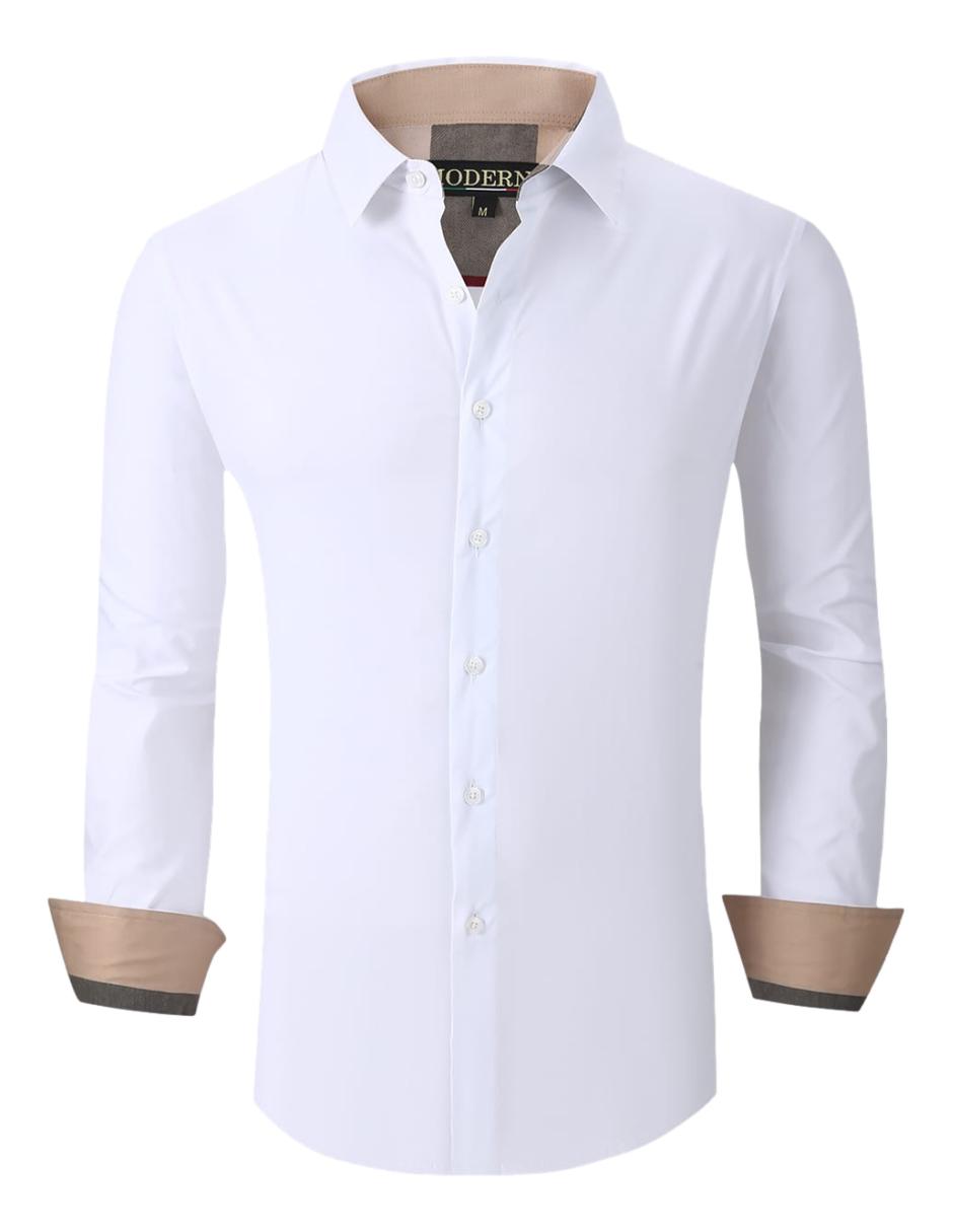 Camisa Para Hombre Marca Moderno MJLS-106-WHITE