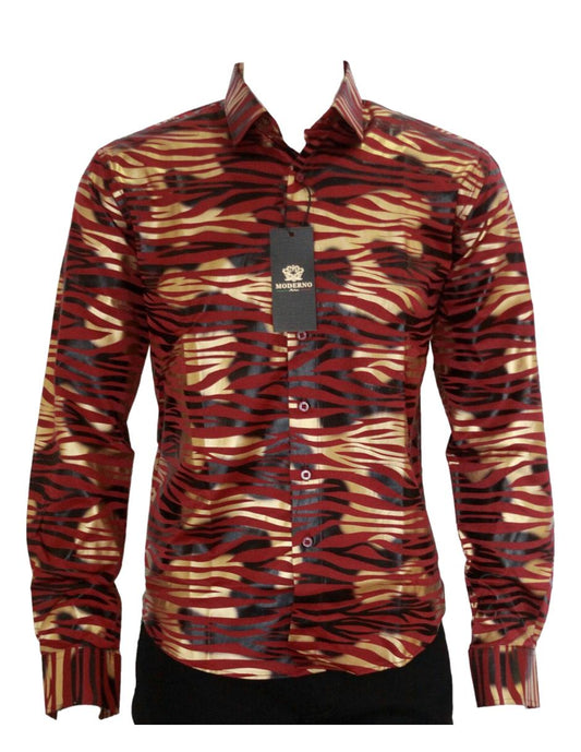 Camisa Para Hombre Marca Moderno MJLS-520-WINE