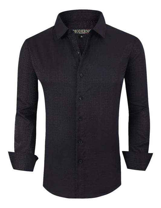 Camisa Para Hombre Marca Moderno MJLS-602-BLACK