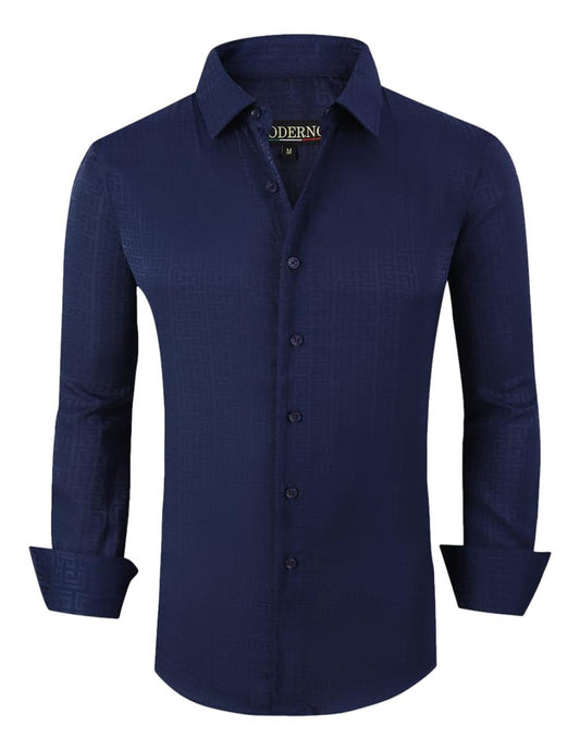 Camisa Para Hombre Marca Moderno MJLS-602-NAVY