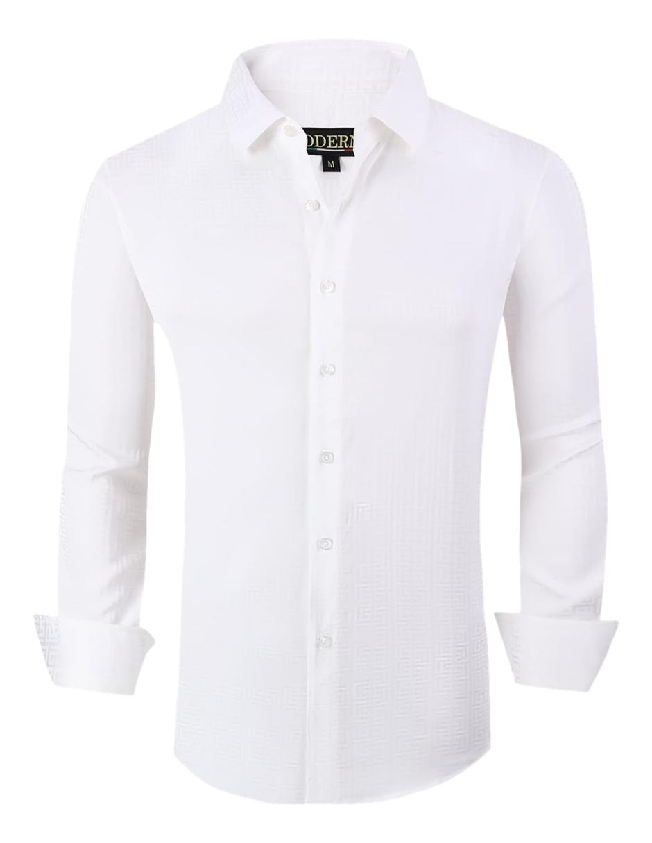 Camisa Para Hombre Marca Moderno MJLS-602-WHITE