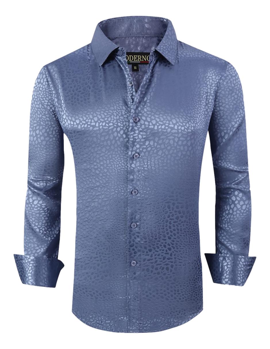 Camisa Para Hombre Marca Moderno MJLS-603-BLUE