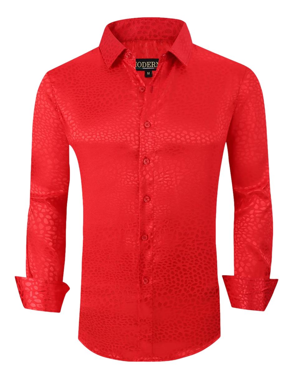 Camisa Para Hombre Marca Moderno MJLS-603-RED