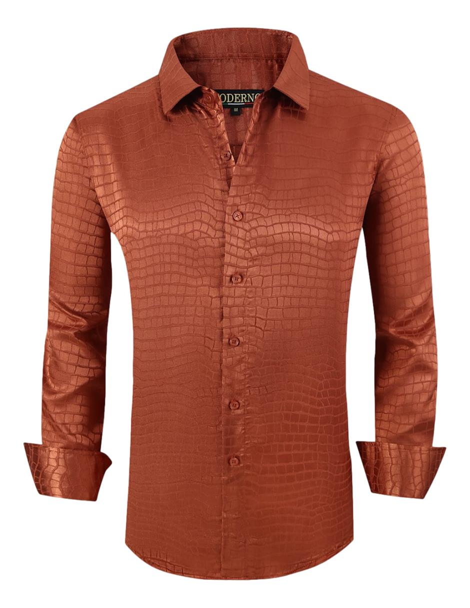 Camisa Para Hombre Marca Moderno MJLS-606-TABACCO