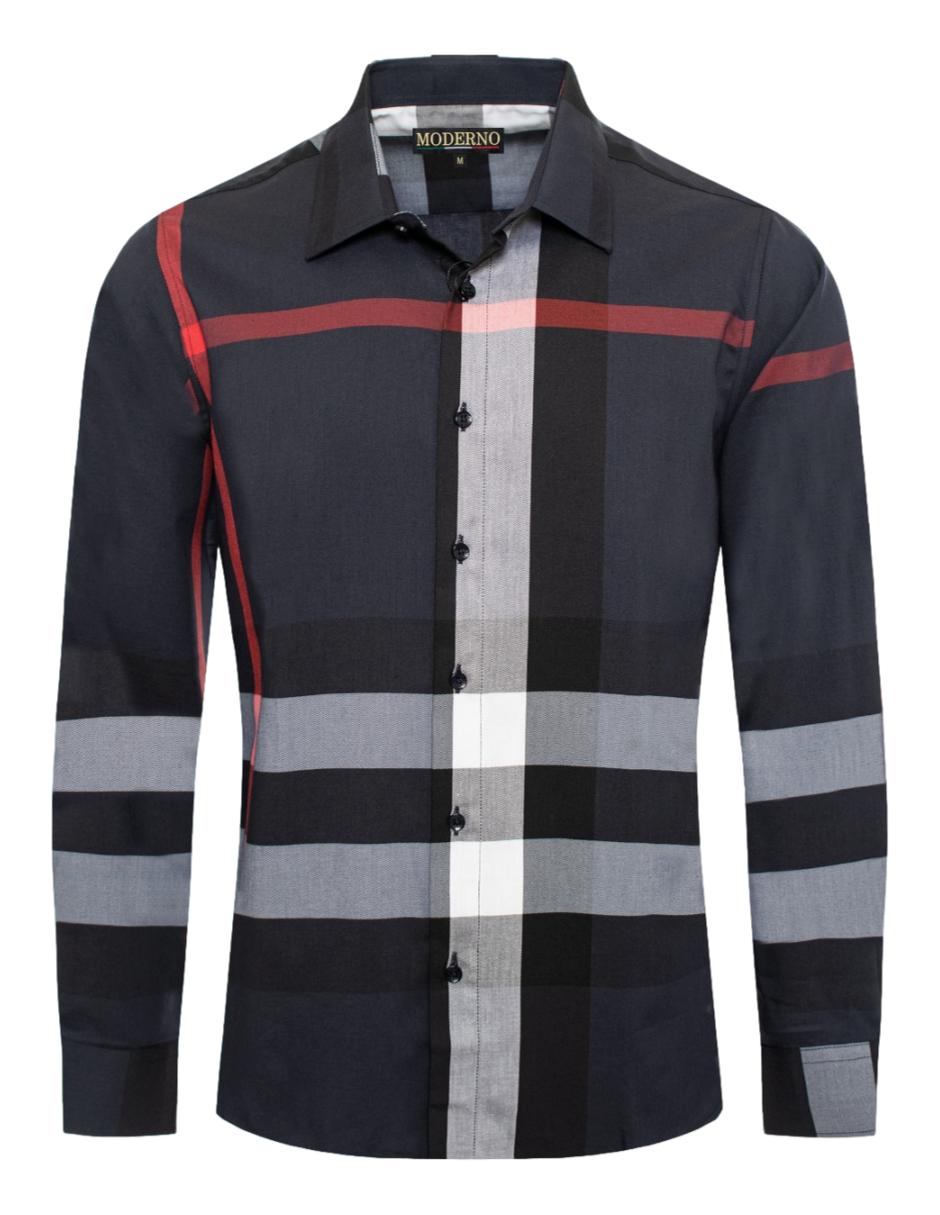 Camisa Para Hombre Marca Moderno MJLS103-BLACK