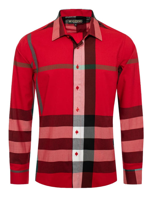 Camisa Para Hombre marca Moderno  MJLS103-RED