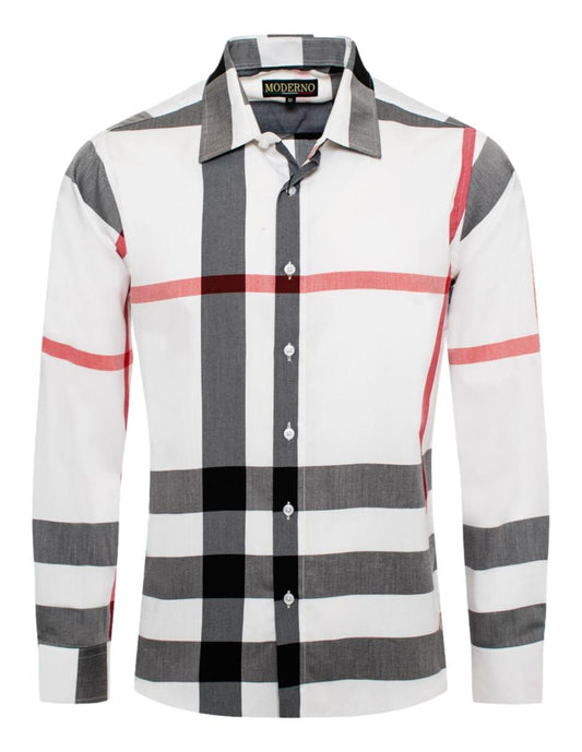 Camisa Para Hombre Marca Moderno MJLS103-WHITE