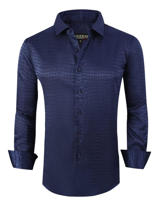 Camisa Para Hombre Marca Moderno MJLS606-NAVY