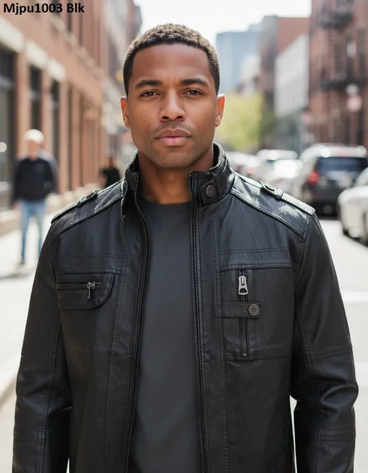 Chamarra Para Hombre Marca Moderno MJPU-1003 Black