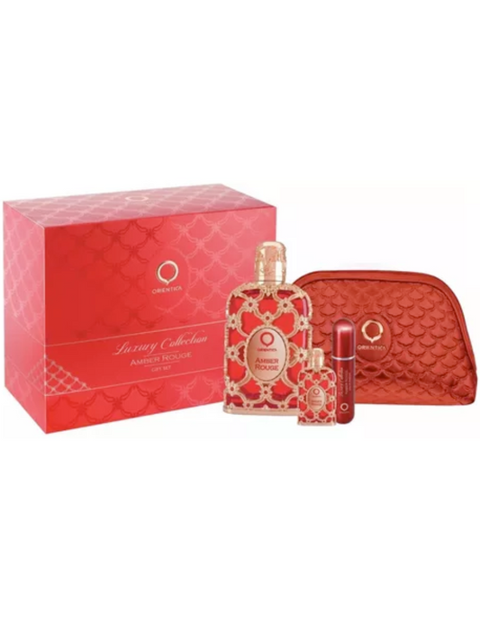 Set de Perfume para Mujer Orientica Luxury Collection Amber Rouge 80ml EDP 4 Pzas