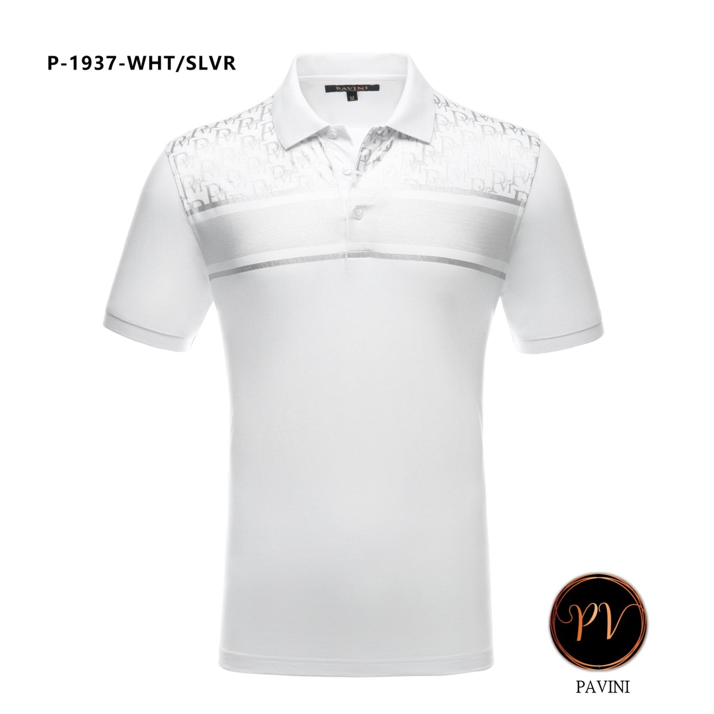 Playera Para Hombre Marca Pavini P-1937 White/Silver