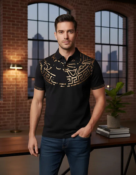 Playera Para Hombre Marca Pavini P-2054 Black