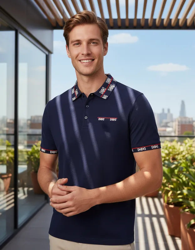 Playera Para Hombre Marca Pavini P-2184 Navy