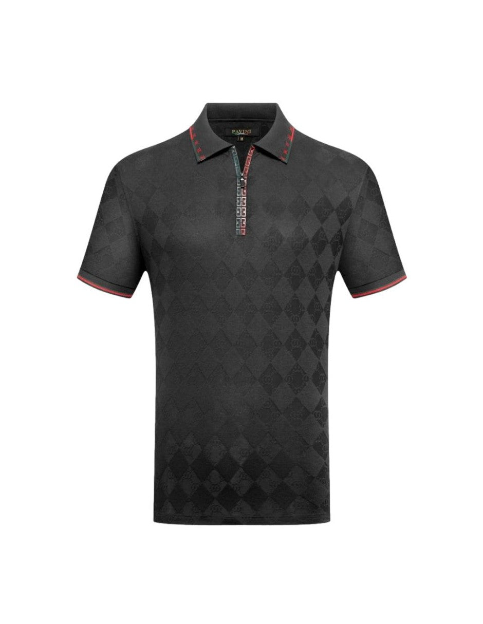 Playera Para Hombre Marca Pavini P-3018-BLACK