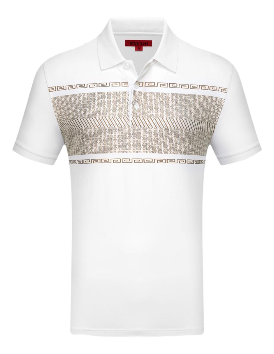 Playera Para Hombre Marca Pavini P-3114-WHITE-1