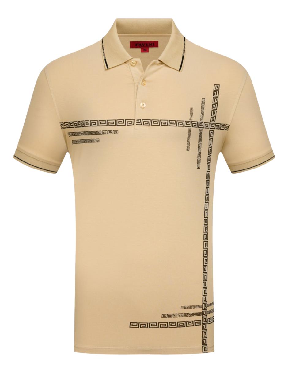 Playera Para Hombre Marca Pavini P-3118-BEIGE