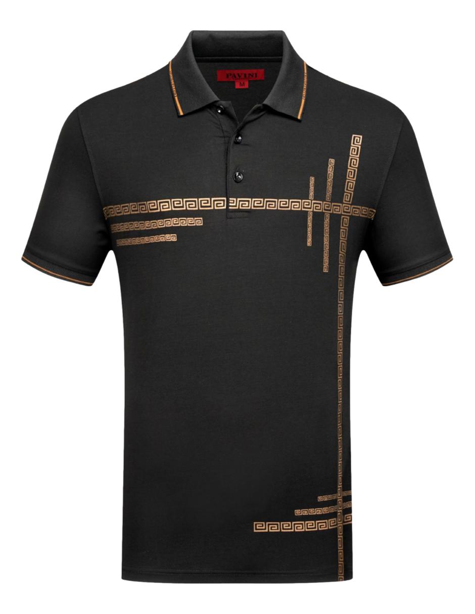 Playera Para Hombre Marca Pavini P-3118-BLACK