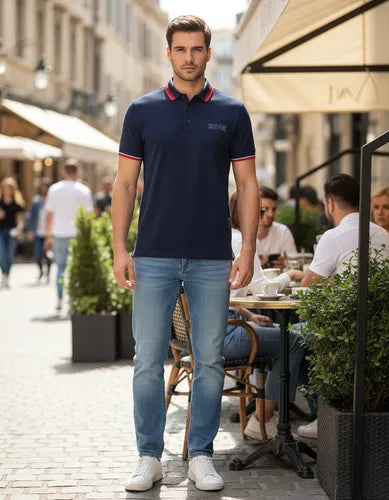 Playera Para Hombre Marca Pavini Pt-1030 Navy