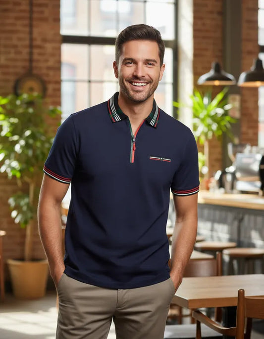 Playera Para Hombre Marca Pavini Pt-989 Navy