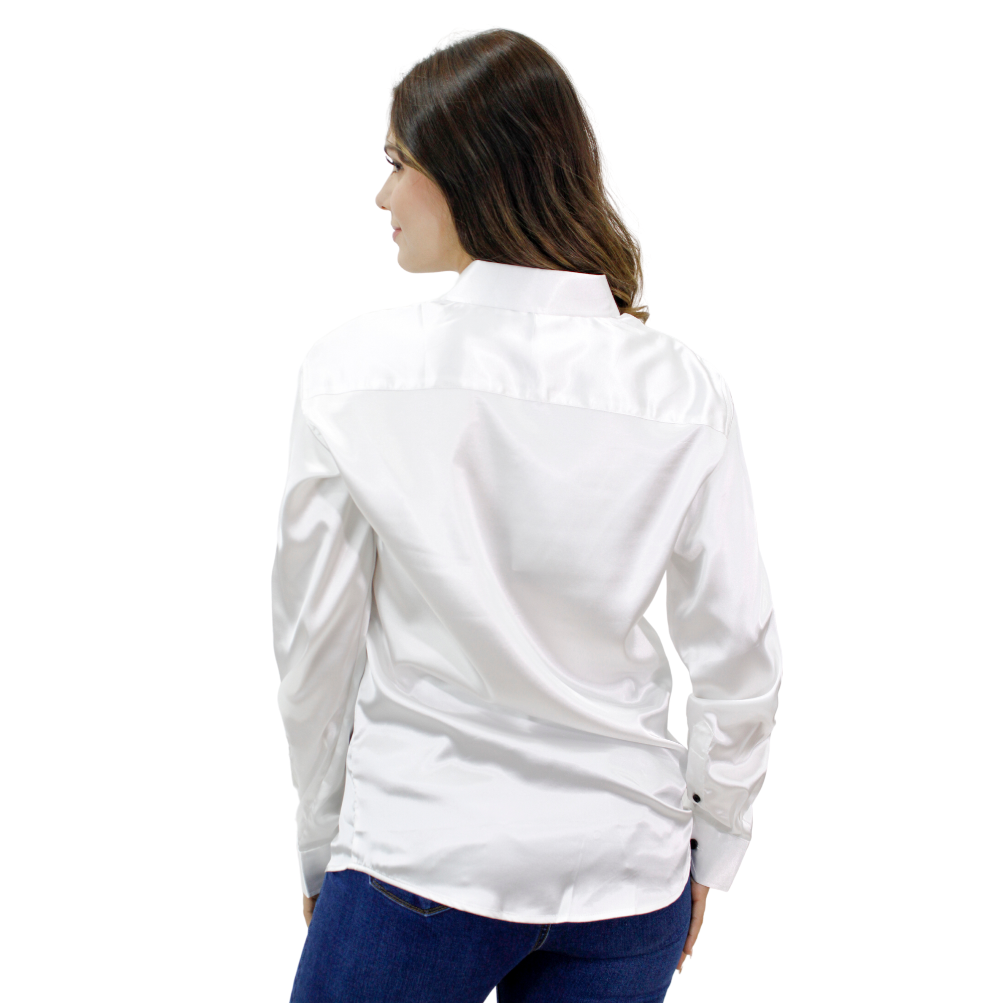 Camisa Satinada Unisex Marca PAVINI WHITE