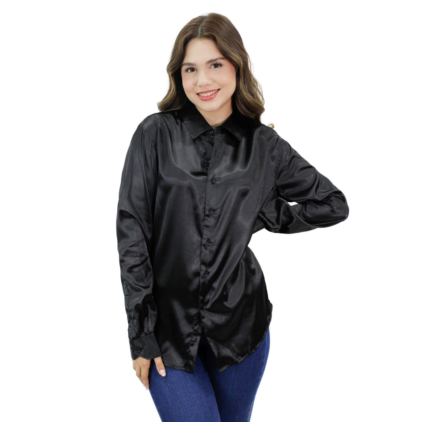 Camisa Satinada Unisex Marca PAVINI BLACK